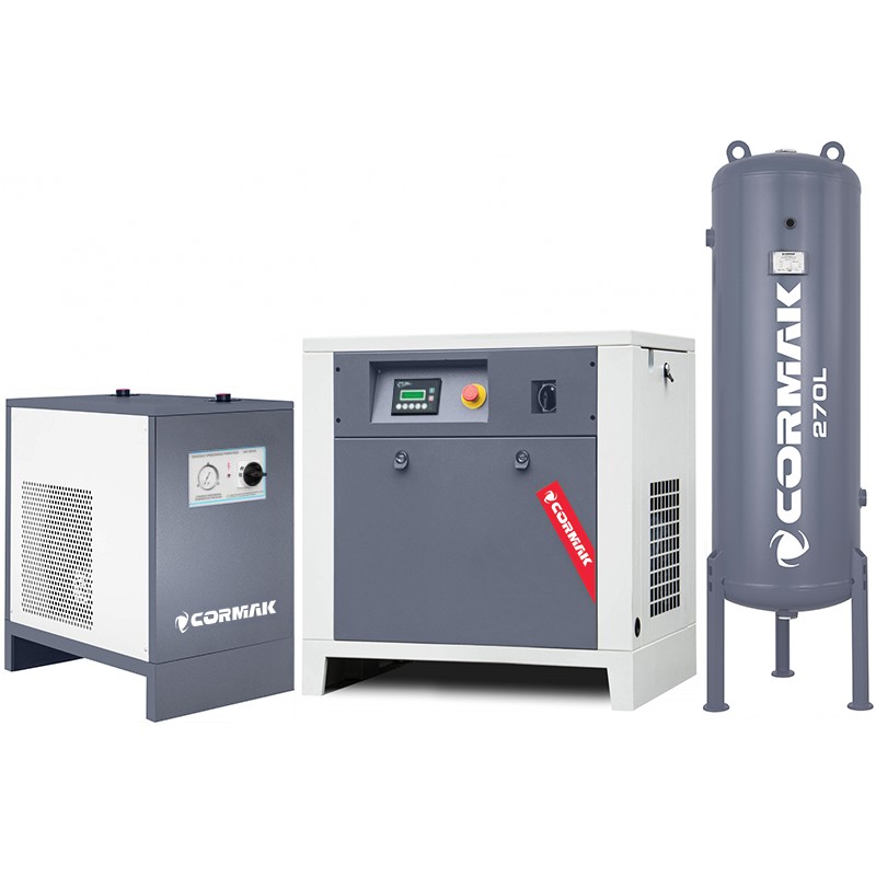 Винтов компресор LUFT 1000 – 7,5 kW – 950 л/мин. + Рефрижераторен осушител N10S + Вертикален резервоар под налягане 270 л