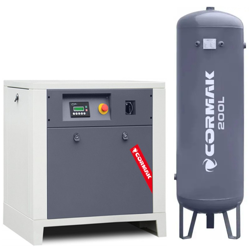 Винтов компресор LUFT 700 – 5,5 kW – 650 л/мин + вертикален резервоар за сгъстен въздух 200 л