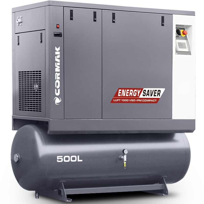 Винтов компресор с осушител и резервоар 500 л – LUFT 1000 VSD+PM COMPACT 7,5 kW – 950 л/мин