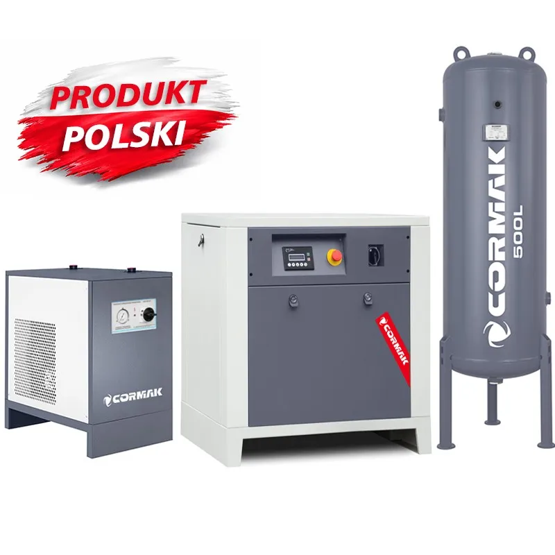 Винтов компресор LUFT 1000 – 7,5 kW – 950 л/мин. + Рефрижераторен осушител N10S + Вертикален резервоар за сгъстен въздух 500 л
