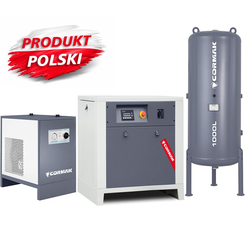 Винтов компресор LUFT 1000 – 7,5 kW – 950 л/мин. + Рефрижераторен осушител N10S + Вертикален резервоар за сгъстен въздух 1000 л