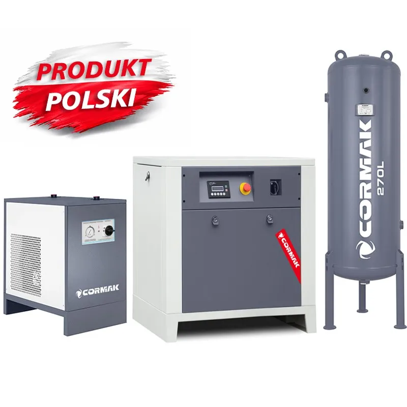 Винтов компресор LUFT 1000 – 7,5 kW – 950 л/мин. + Рефрижераторен осушител N10S + Вертикален резервоар под налягане 270 л