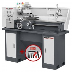 Универсален конвенционален струг CORMAK 330 x 700, 230 V, с основа + ножове + въртящ се шип