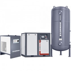 Винтов компресор с инвертор THEOR 50 – 37 kW – 7000 л/мин. + Рефрижерационен осушител N50S + Вертикален напорни резервоар 2000 л