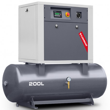 Sprężarka śrubowa na zbiorniku poziomym 200L - LUFT 700 5,5kW 400V - 650 L/min