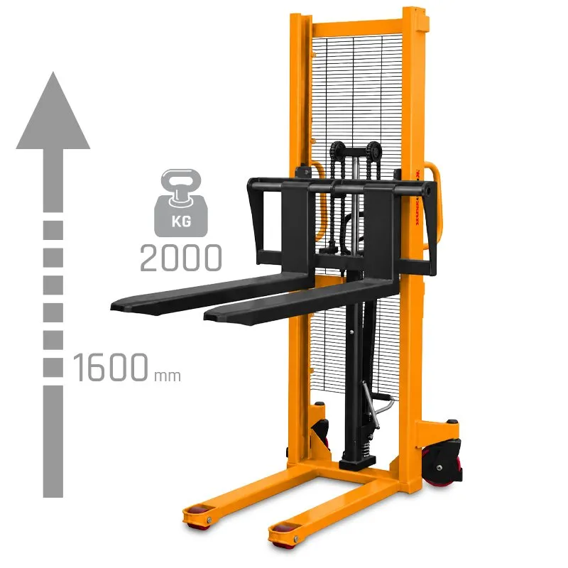 Ръчен палетен стакер с мачта CORMAK WRHS 2016 с регулируеми вили, 2 000kg, 1 600mm