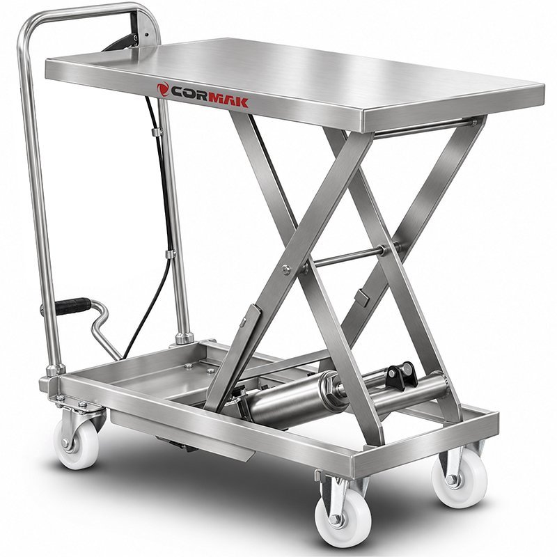 Ножична платформена количка от неръждаема стомана INOX CORMAK TA1507 (товароносимост 150кг, повдигане 720м | Производител CORMAK