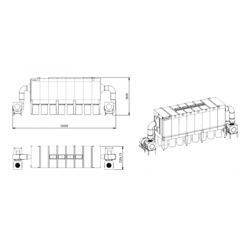 Промишлена аспирационна система за стружки и дървени стърготини Vibra Motor DCV39150 м³/ч